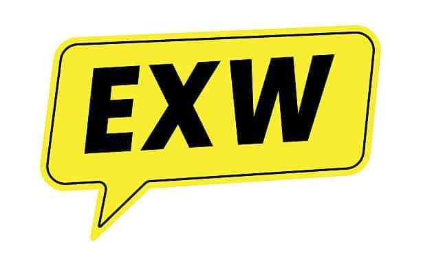 speech bubble with EXW letters representing Ex Works Incoterm