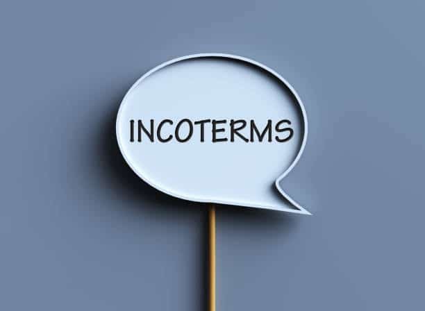 Speech bubble showing "Incoterms" symbolizing international freight trade terms