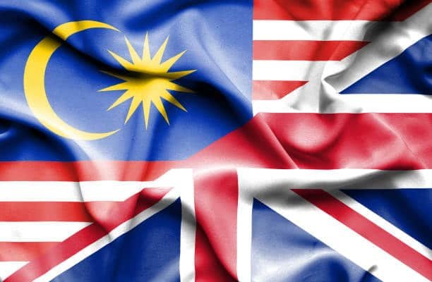 Fabric blend of UK and Malaysian flags symbolizing strong shipping and trade ties