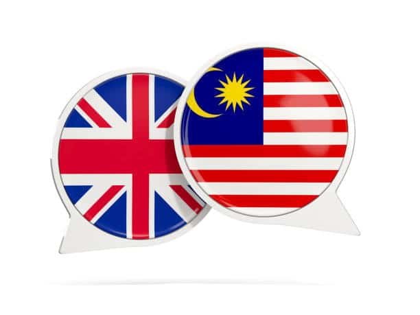 Symbolic communication between Malaysia and the UK highlighting trade and shipping