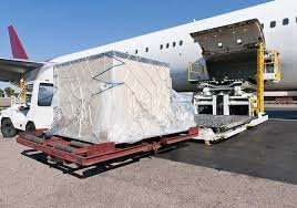 Cargo being loaded into aircraft for air freight shipment from China to the Philippines.