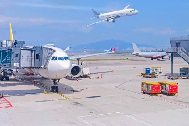 Air freight shipping from China with cargo planes at airport terminal ready for international delivery