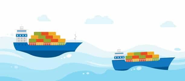 Graphic of two ships sailing under different shipping terms