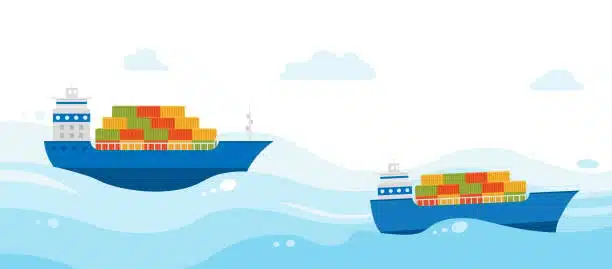Graphic of two ships sailing under different shipping terms
