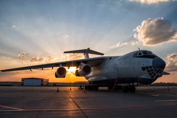 Large cargo plane at airport ready for shipment to Senegal
