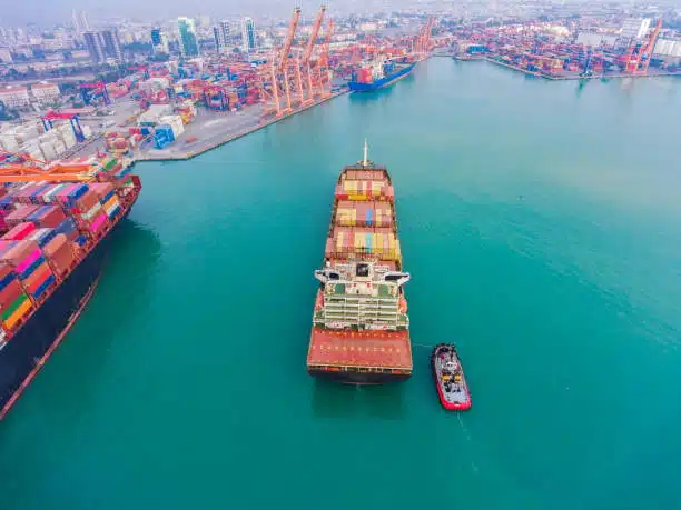 Cargo ship escorted into Singapore port after journey from the USA