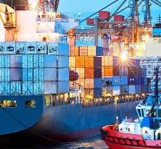 Close-up of container ship being loaded at port, representing exports from China to Thailand.