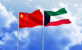 Flags of China and Kuwait symbolizing strong trade and shipping partnership
