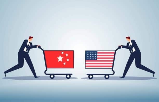 China and USA trade customs represented by shopping carts