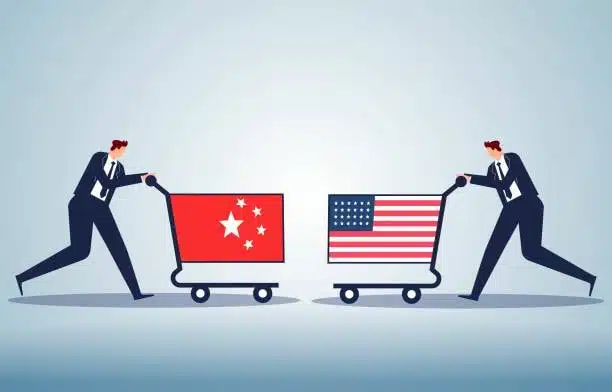 China and USA trade customs represented by shopping carts