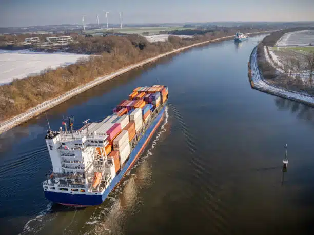 Container ship carrying ocean freight from China to Senegal