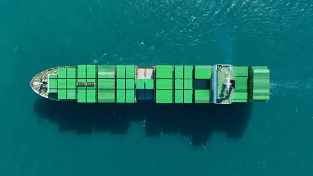 Cargo ship loaded with containers en route from China to Somalia