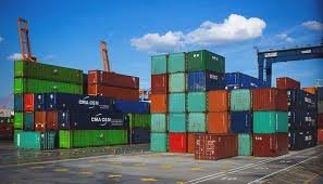 Shipping containers stacked at port logistics yard for China–Philippines trade.
