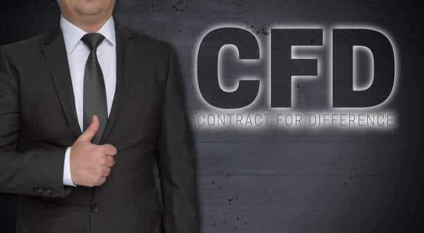 Businessman giving thumbs up in front of Contract for Difference (CFD) text