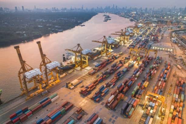 Gantry cranes handling container operations at Singapore's primary maritime terminal