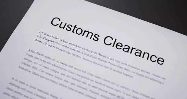 Printed customs clearance document for shipment processing