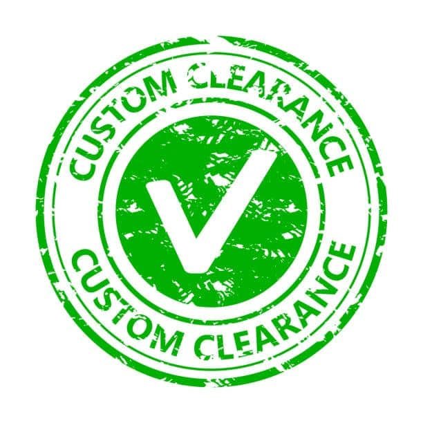 Green customs clearance approval stamp icon