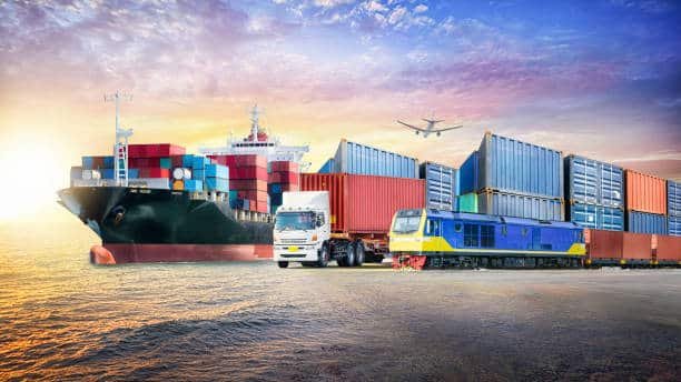 Sea freight, container truck, and rail logistics showing comprehensive shipping options from China to Chile.