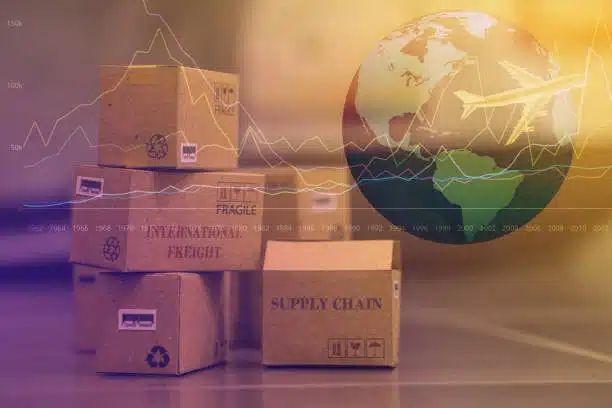 Boxes representing international shipping and global eCommerce supply chain timelines including eBay seller shipping windows.