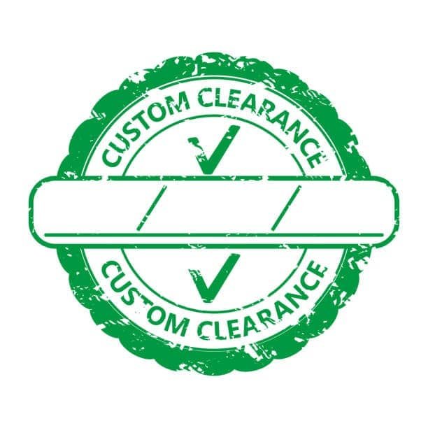 Green circular icon representing customs clearance verification