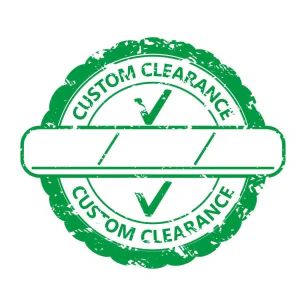 Green circular icon representing customs clearance verification
