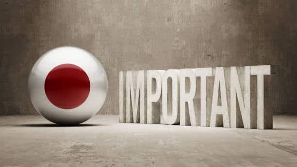 Word important beside Japanese flag symbol representing trade significance