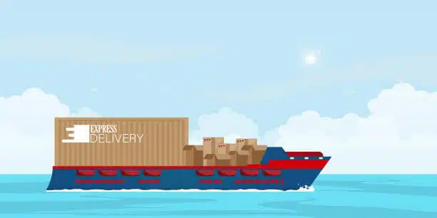 LCL express cargo container ship illustration