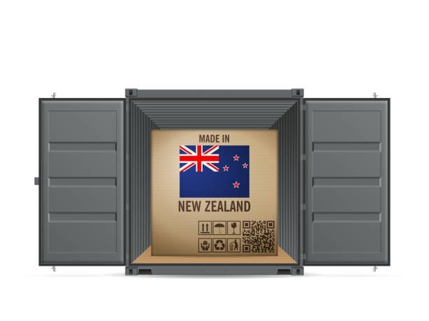 Shipping container with “Made in New Zealand” parcel prepared for overseas delivery