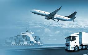 Airplane, cargo ship, and truck representing shipping logistics from China to Kuwait