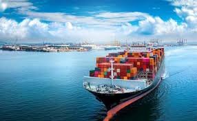 Large cargo vessel carrying containers as part of ocean freight from China to Iraq
