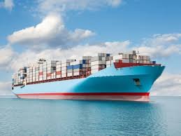 Large ocean container vessel transporting goods from China to Qatar.