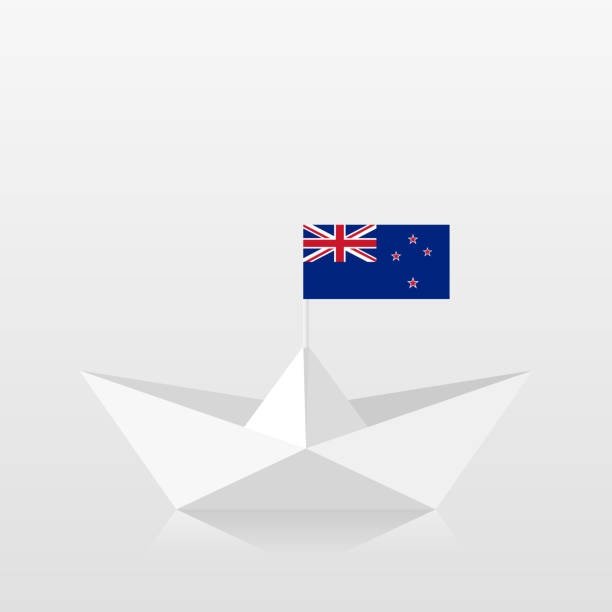 Origami boat with New Zealand flag symbolizing lightweight cargo or document shipping