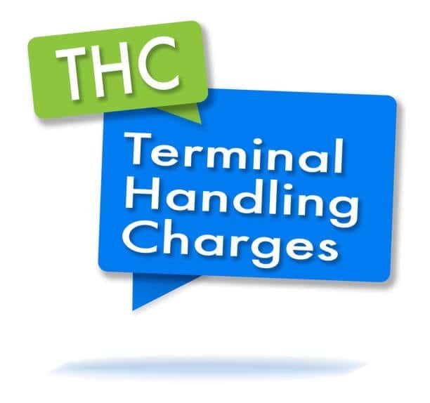 Speech bubble graphic explaining THC as Terminal Handling Charges in shipping