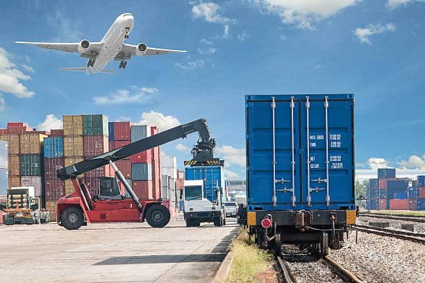 Combined rail, truck, and air freight operations showing multimodal shipping from China to Tanzania