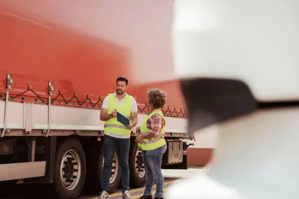 Logistics team preparing goods for land transport from China to Brazil