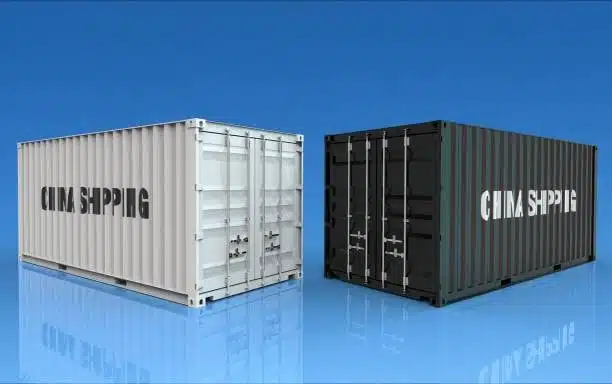 White and black China Shipping containers illustrating shipping container variations