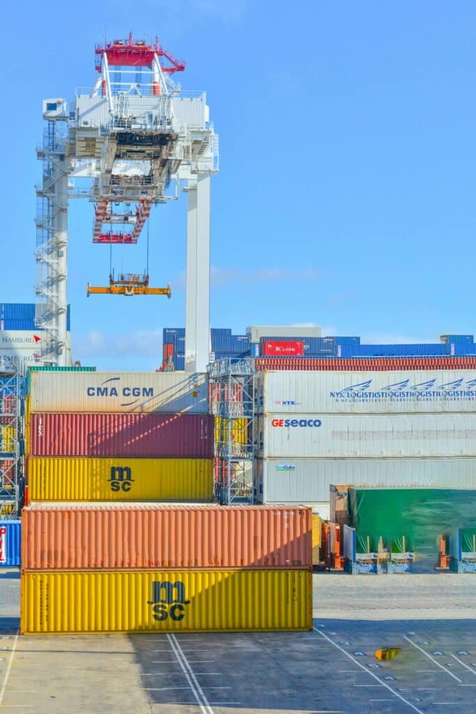 Laptop Shipping about Container photo