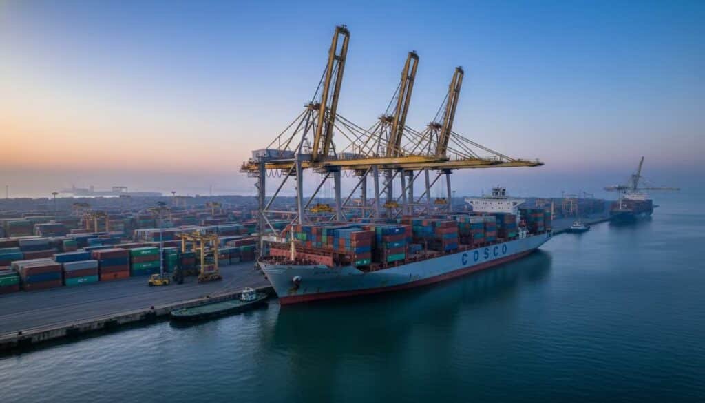 a-COSCO-vessel-with-containers-being-loaded-by-cranes