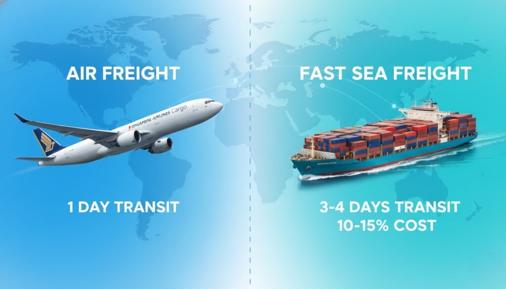 comparison of air freight and fast sea freight from China to Singapore