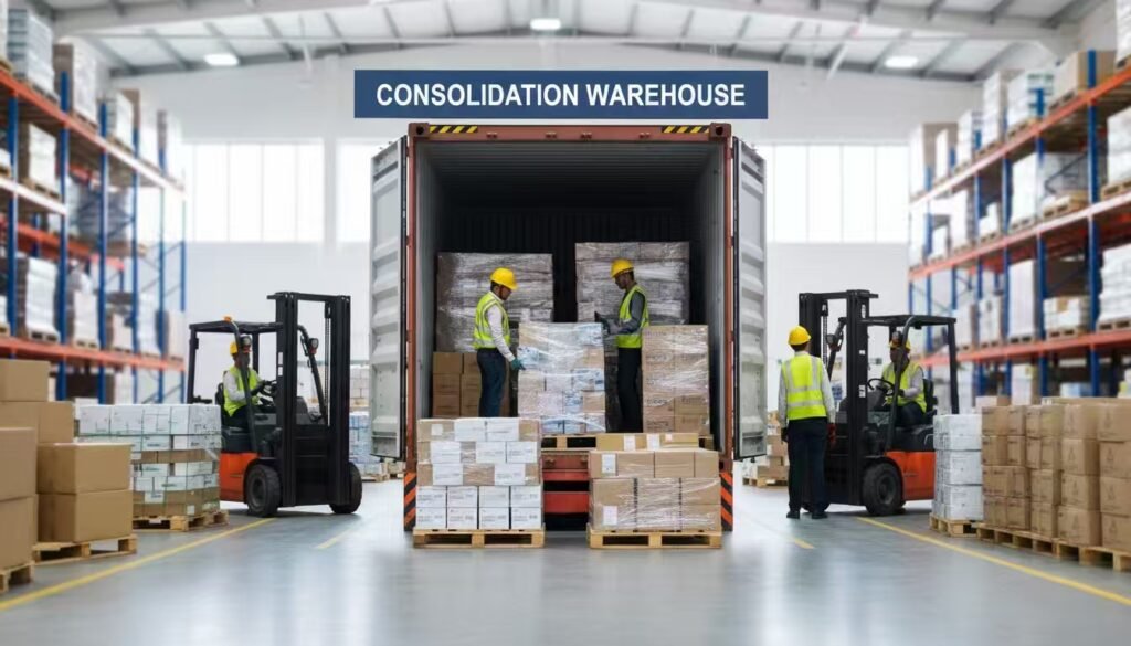 goods from multiple suppliers being consolidated into a single container